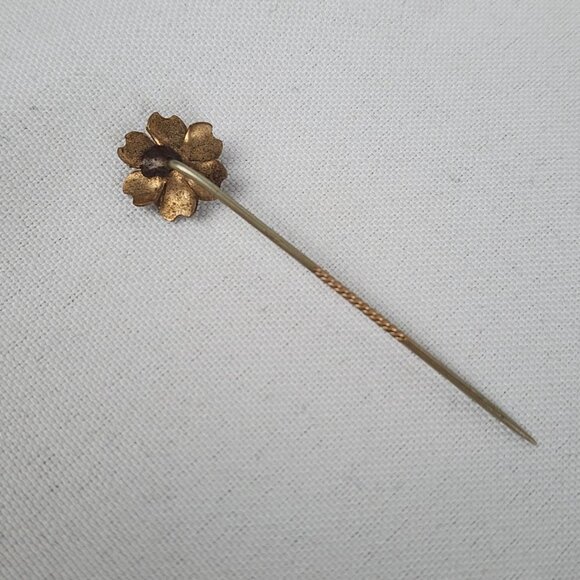 Vintage Gold Tone Blue Crystal Hat Pin Brooch - Picture 3 of 4